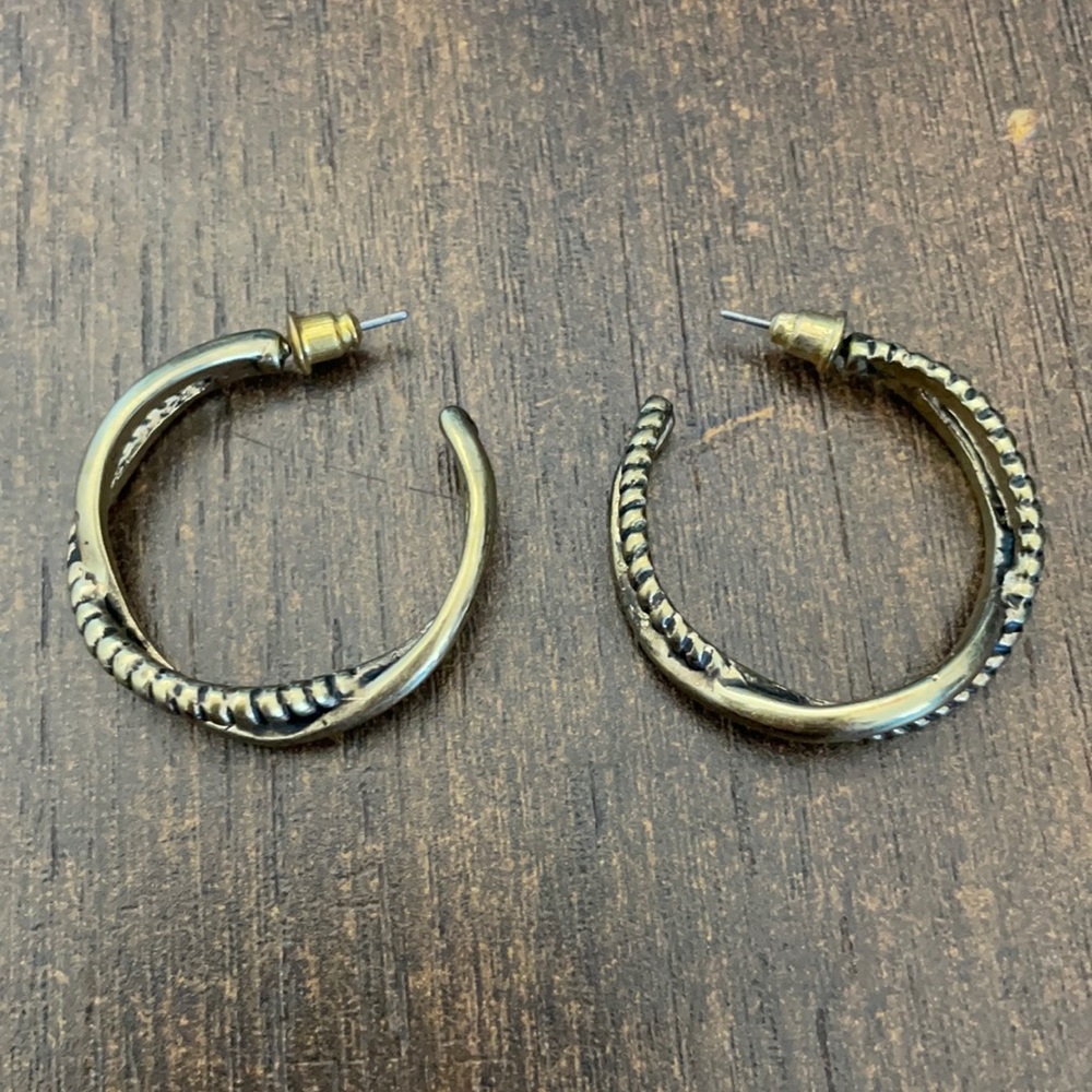 Brass Gold Intertwine Hoop Earrings